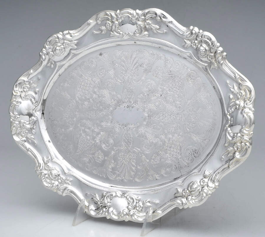 Old Master-Embossed(Silverplate, Roses-Scrolls) 13" Oval Tray by Towle Silver-1