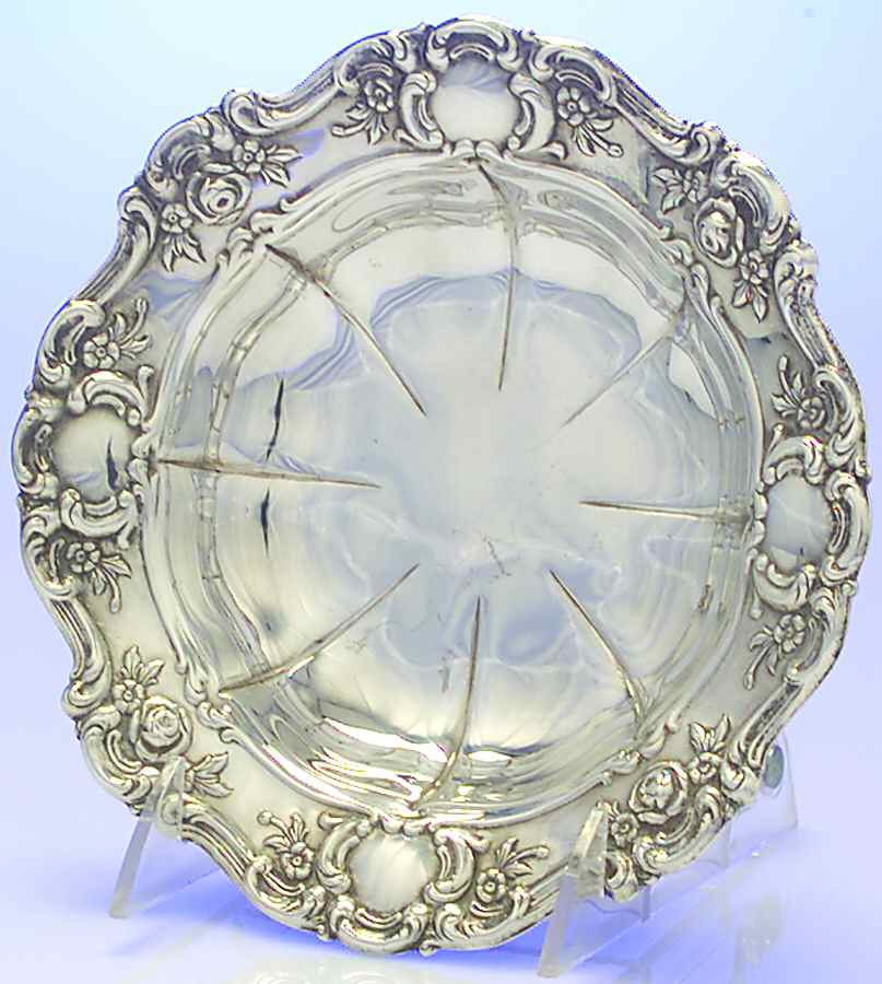 Old Master-Embossed(Silverplate, Roses-Scrolls) Medium Silverplate Bon Bon Bowl by Towle Silver-1