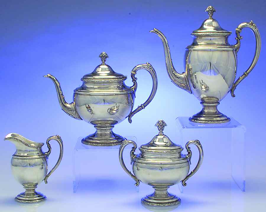 Traditional (Sterling Hollowware) 4 Piece Tea Set (SCP, STP, SCR, SSU) by Towle Silver-1