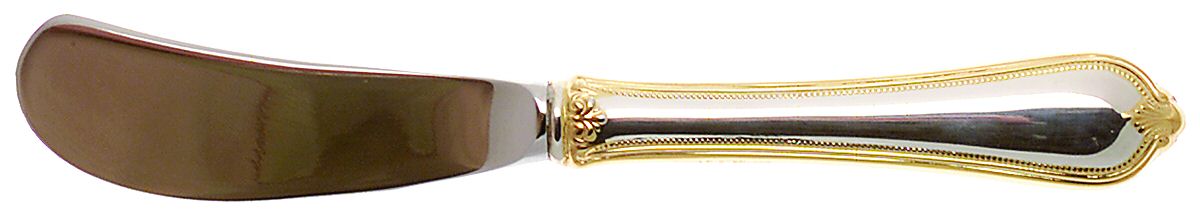 Old Newbury Gold (Sterling, Gold Acct) Butter Spreader Hollow Hdl-Paddle/Stainless Blade by Towle Silver-1