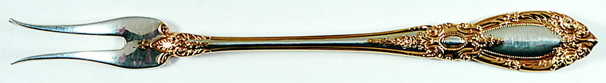 King Richard Gold (Sterling, Gold Acct) Short Handle Pickle/Olive Fork by Towle Silver-1