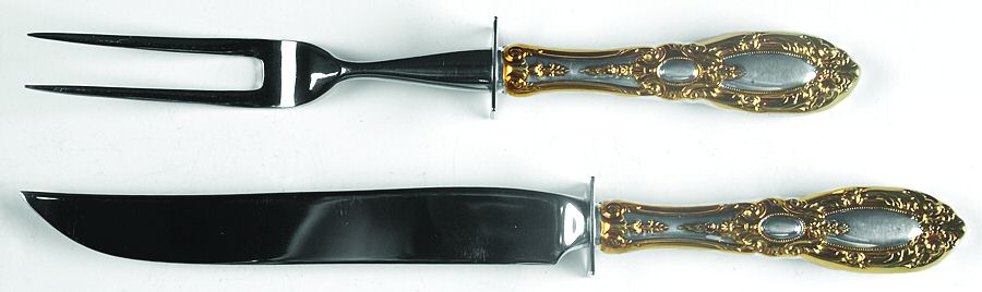 King Richard Gold (Sterling, Gold Acct) Small Stainless Blade 2-Piece Steak Carving Set by Towle Silver-1