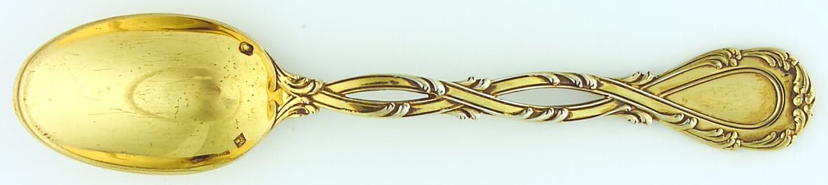 Trianon Gold (Sterling, Gold Vermeil) Demitasse Spoon by Tetard Freres (France)-1