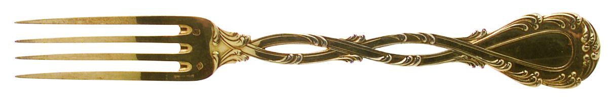 Trianon Gold (Sterling, Gold Vermeil) European Fork by Tetard Freres (France)-1