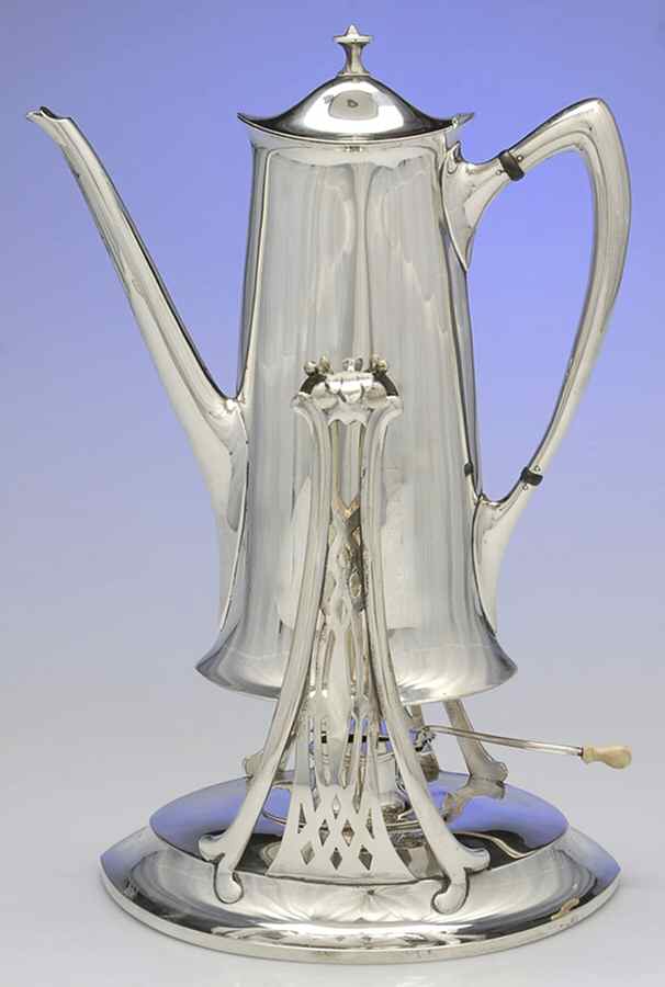 Lafayette-Plain (Sterling, 1905, Hollowware) Kettle, Stand & Burner by Towle Silver-1