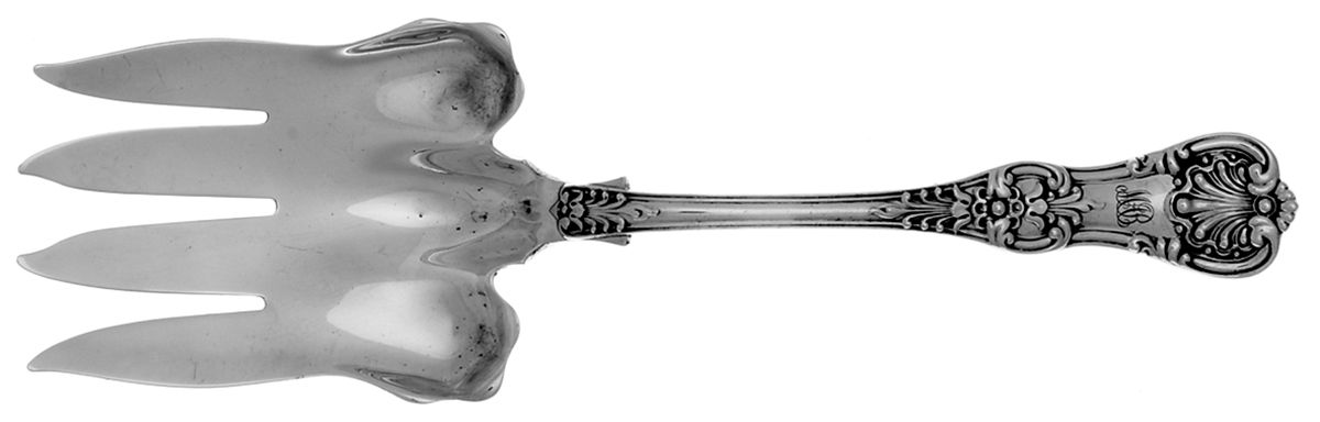 English King (Sterling, 1885, Monograms) 2 Piece Large Solid Fish Serving Set by Tiffany & CO SILVER-1