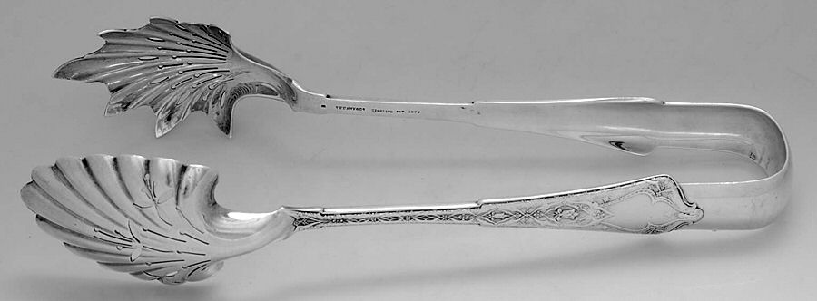 Persian (Sterling, 1872, Monograms) Large Ice Serving Tongs by Tiffany & CO SILVER-1