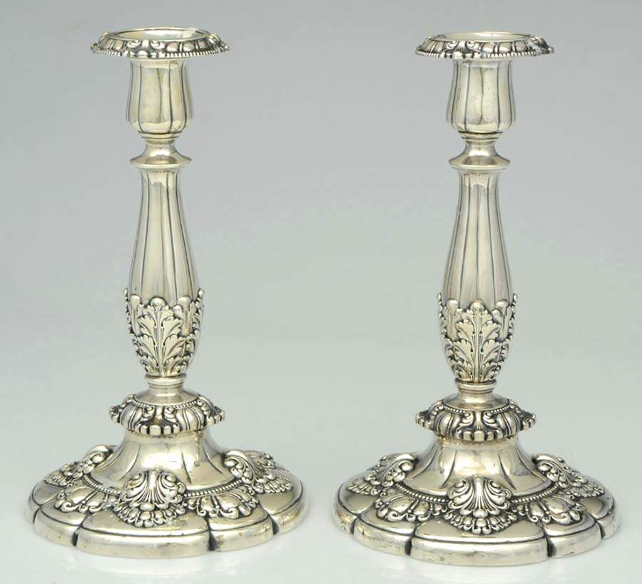 English King (9579, Sterling, Hollowware) Pair of 10" Weighted Candlesticks by Tiffany & CO SILVER-1