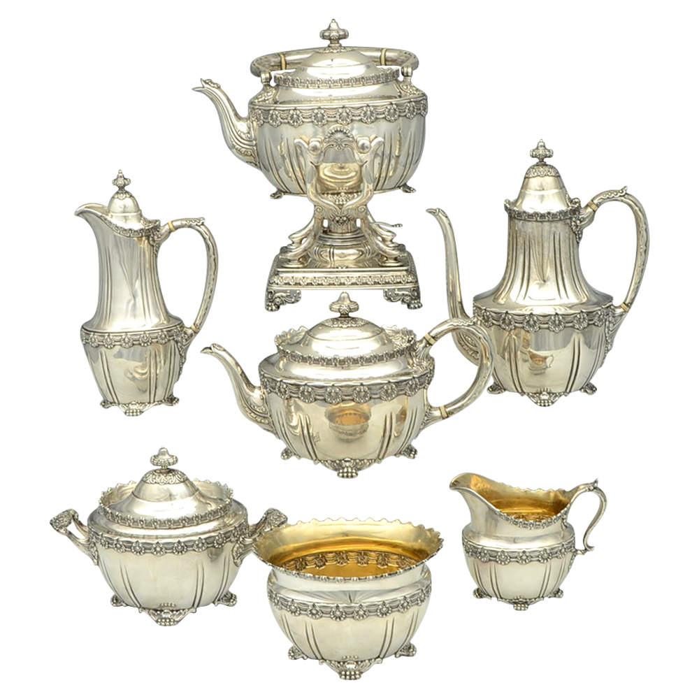 English King (9579, Sterling, Hollowware) 7 Piece Tea Set (SCP, STP, SCR, SSU, SWB, SKES & CHP) by Tiffany & CO SILVER-1