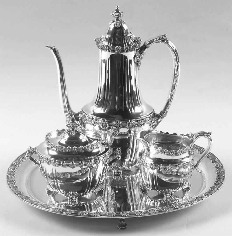 English King (9579, Sterling, Hollowware) 4 Piece Mini Coffee Set (SCPM, SCRM, SSUOM, STRDEM) by Tiffany & CO SILVER-1