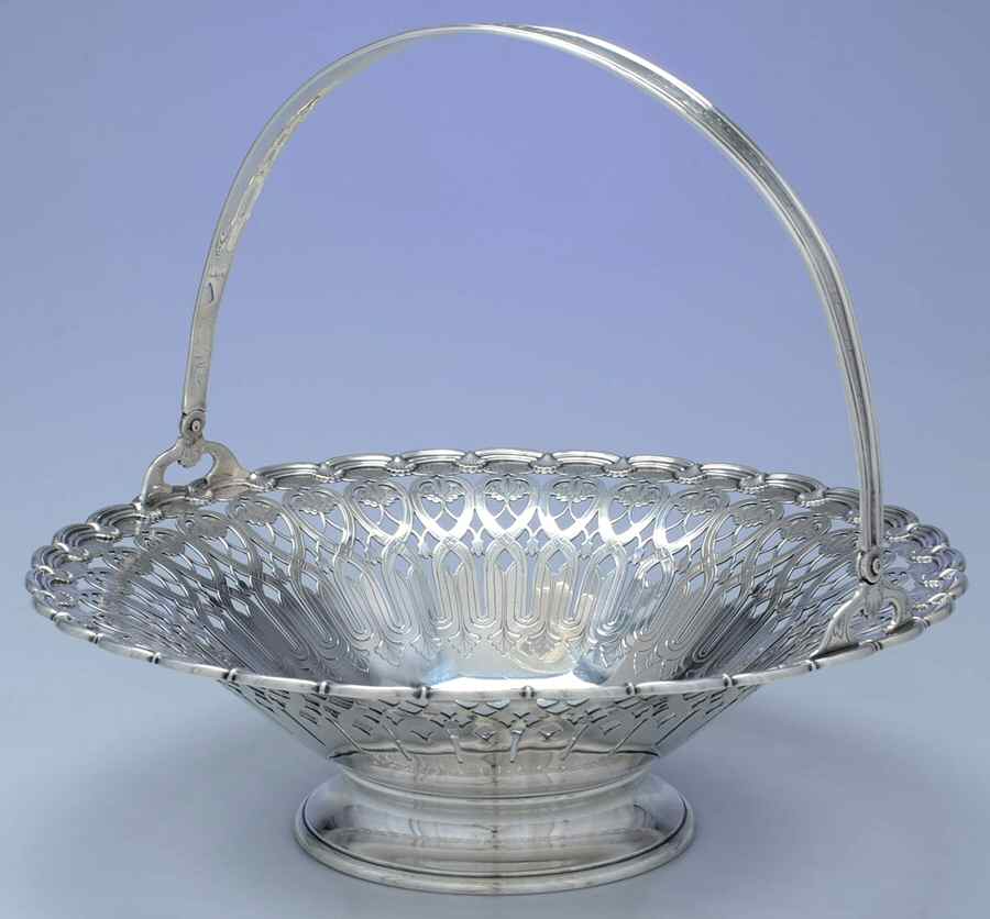 English King (9579, Sterling, Hollowware) 12" Footed Pierced Handled Basket by Tiffany & CO SILVER-1