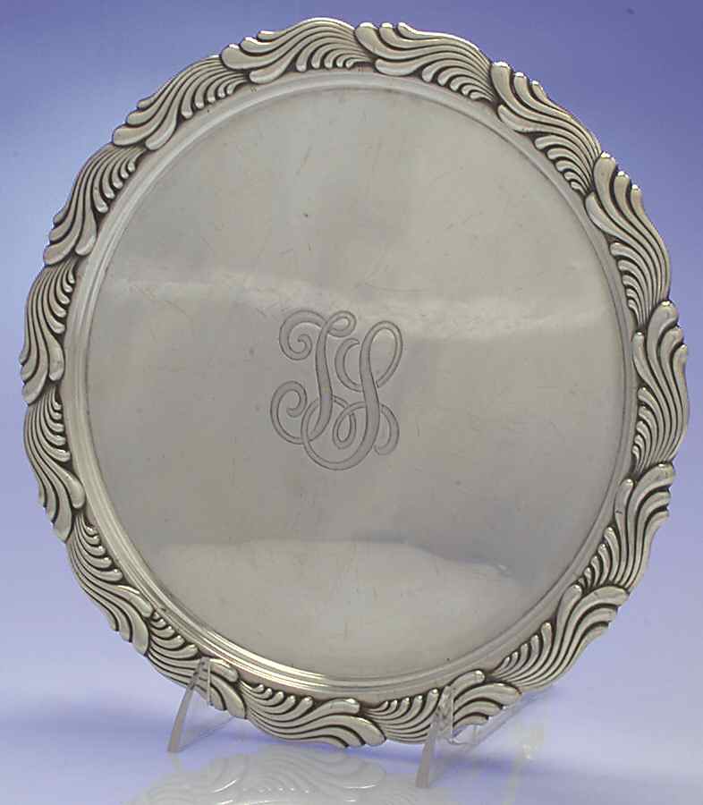 Wave Edge (Sterling, 1884, Waves, Hollowware) 10" 4 Toed Round Tray by Tiffany & CO SILVER-1