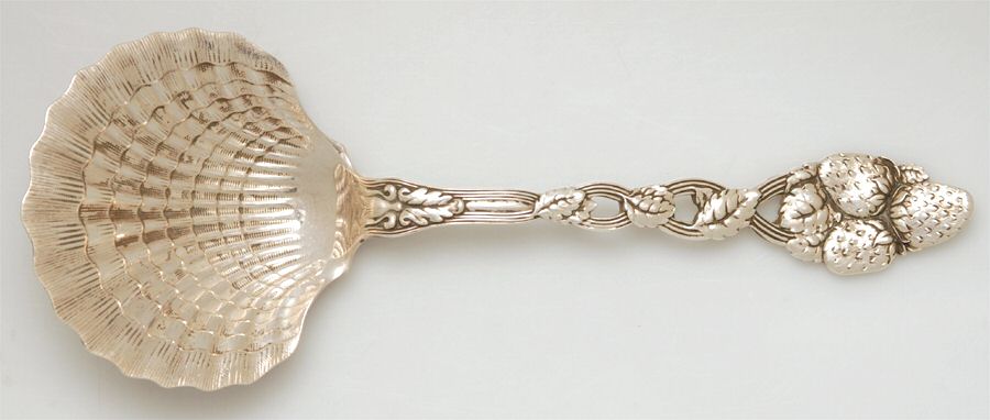 Strawberry (Sterling, Pierced) Solid Shell Berry/Casserole Spoon by Tiffany & CO SILVER-1