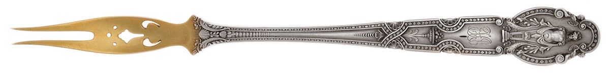 Renaissance (Sterling, 1905, Monograms) Long Handle Olive Fork by Tiffany & CO SILVER-1
