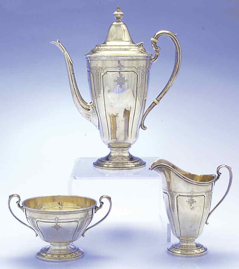 Seville (Sterling, 1926, Hollowware) 3 Piece Mini Tea Set by Towle Silver-1