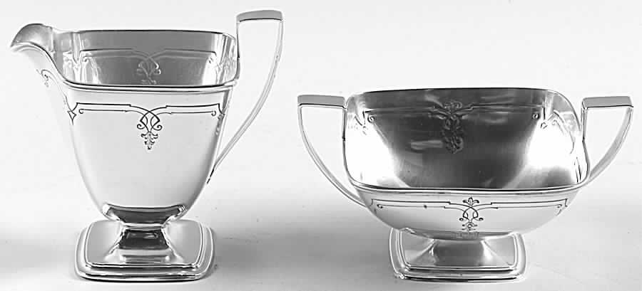 Merrimack (Sterling, Hollowware Only) Mini Sterling Creamer and Open Sugar by Towle Silver-1