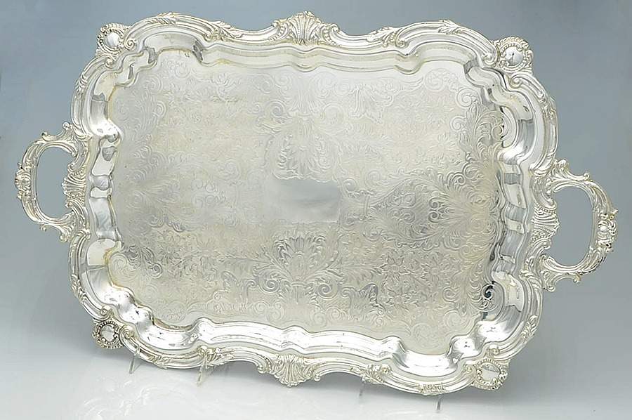 TWS305 (SILVERPLATE, HOLLOWWARE) Large Silverplate Waiter Tray by Towle Silver-1
