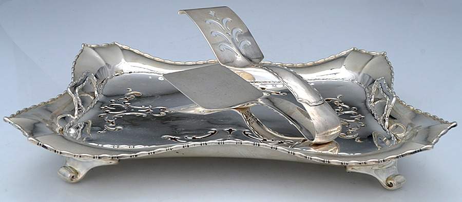 Marquise (Sterling, Hollowware) (3-Pc) Sterling Asparagus Tray, Strainer & Tongs by Tiffany & CO SILVER-1