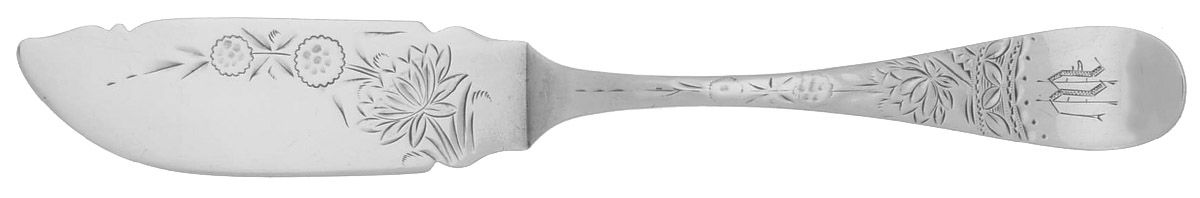NO. 50 (STERLING) Flat Handle Bright Cut Master Butter by Towle Silver-1