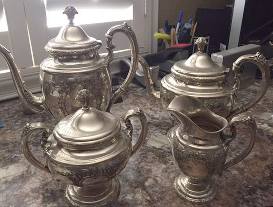 Traditional-Chased-Sterling Hollowware 4 Piece Tea Set (SCP, STP, SCR, SSU) by Towle Silver-1