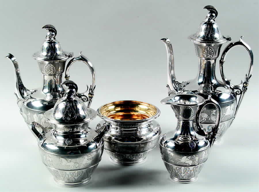 774 (Sterling, Hollowware) 5 Piece Tea Set (SCP, STP, SCR, SSU, SWB) by Tiffany & CO SILVER-1