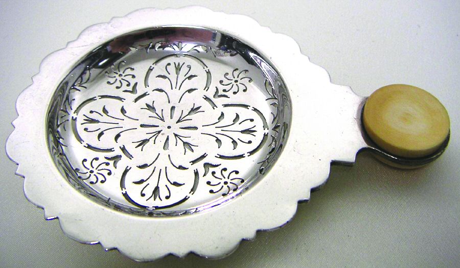 TIS56 (Sterling, Hollowware) Solid Individual Overcup Tea Strainer by Tiffany & CO SILVER-1
