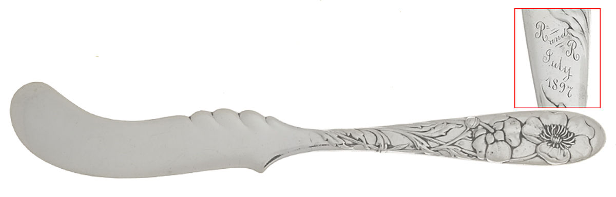 TIS57 (Sterling) Monogram Flat Handle Butter Spreader by Tiffany & CO SILVER-1