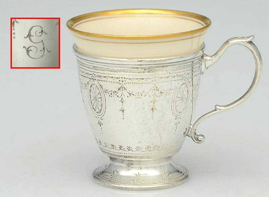 Clinton Engraved (Sterling, Hollowware) Demitasse Cup & Lenox Liner by Tiffany & CO SILVER-1