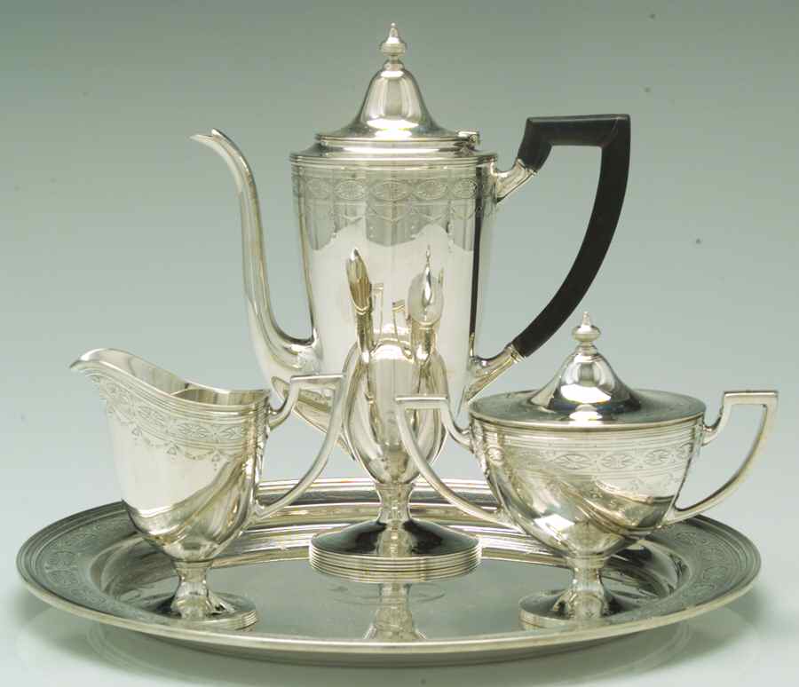 Clinton Engraved (Sterling, Hollowware) 4pc Demi Set (SCPM,CRM,SUM,RT12) by Tiffany & CO SILVER-1