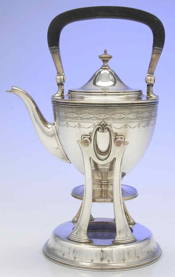 Clinton Engraved (Sterling, Hollowware) Kettle, Stand & Burner by Tiffany & CO SILVER-1