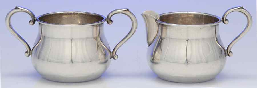 770 (Sterling, Hollowware) Mini Sterling Creamer and Open Sugar by Towle Silver-1