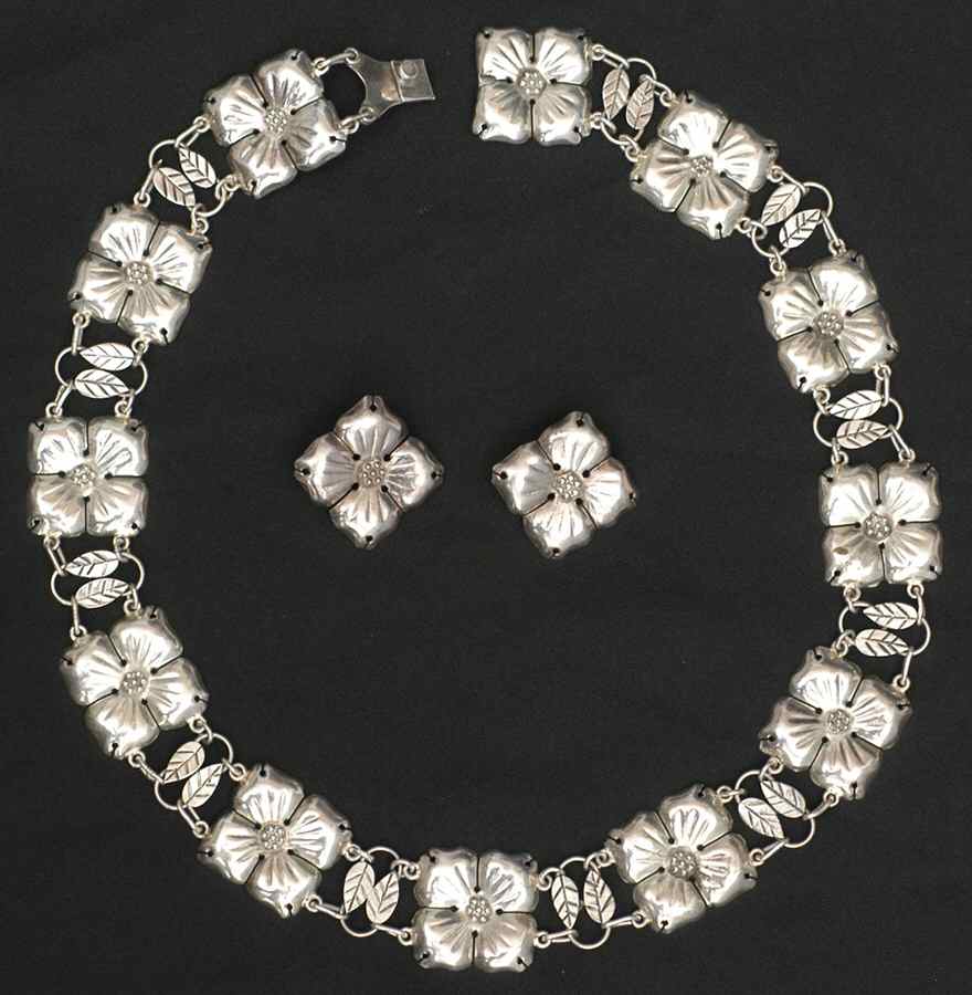 Sterling Hollowware Necklace W/Earrings (Pierced) by Tomas S Matias-1