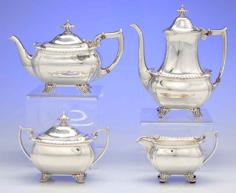 22034 (Sterling, Hollowware) 4 Piece Tea Set (SCP, STP, SCR, SSU) by Tiffany & CO SILVER-1