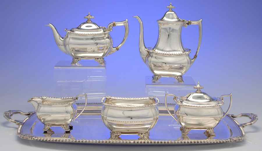 22034 (Sterling, Hollowware) 6 Piece Tea Set (SCP, STP, SCR, SSU, SWB, WTL) by Tiffany & CO SILVER-1