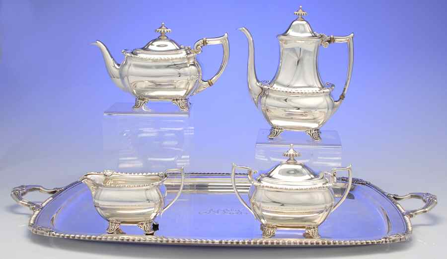 22034 (Sterling, Hollowware) 5 Piece Tea Set (SCP, STP, SCR, SSU, WTL) by Tiffany & CO SILVER-1