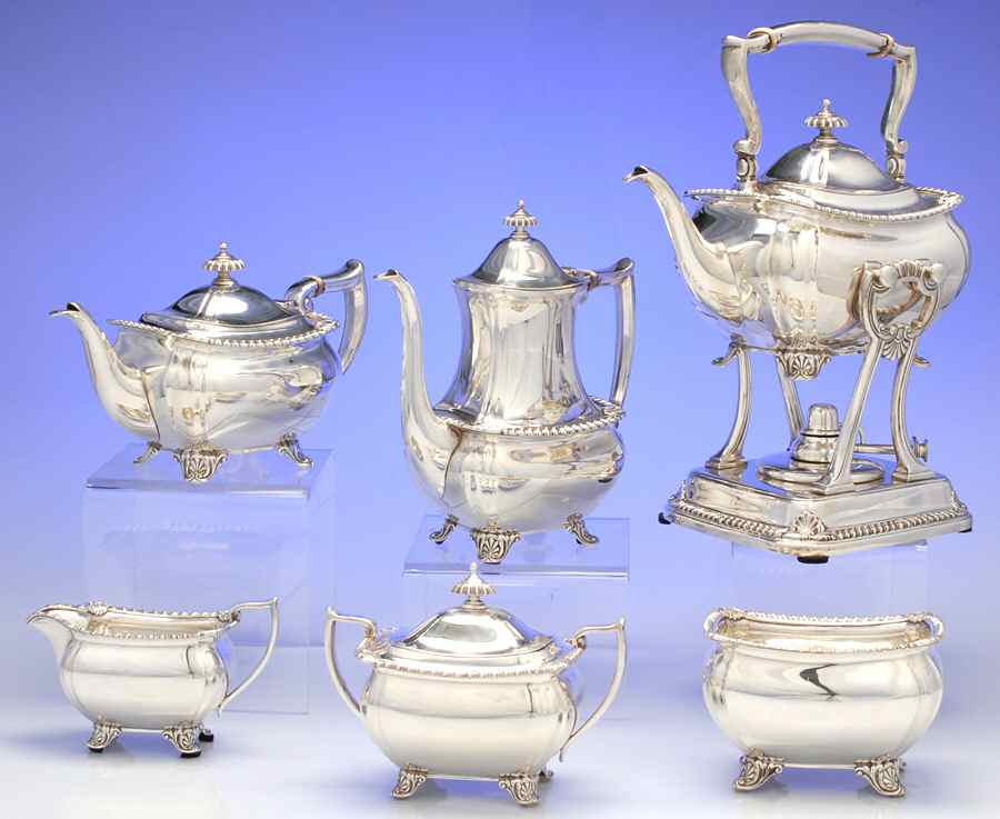 22034 (Sterling, Hollowware) 6 Piece Tea Set (SCP, STP, SCR, SSU, SWB, SKES) by Tiffany & CO SILVER-1