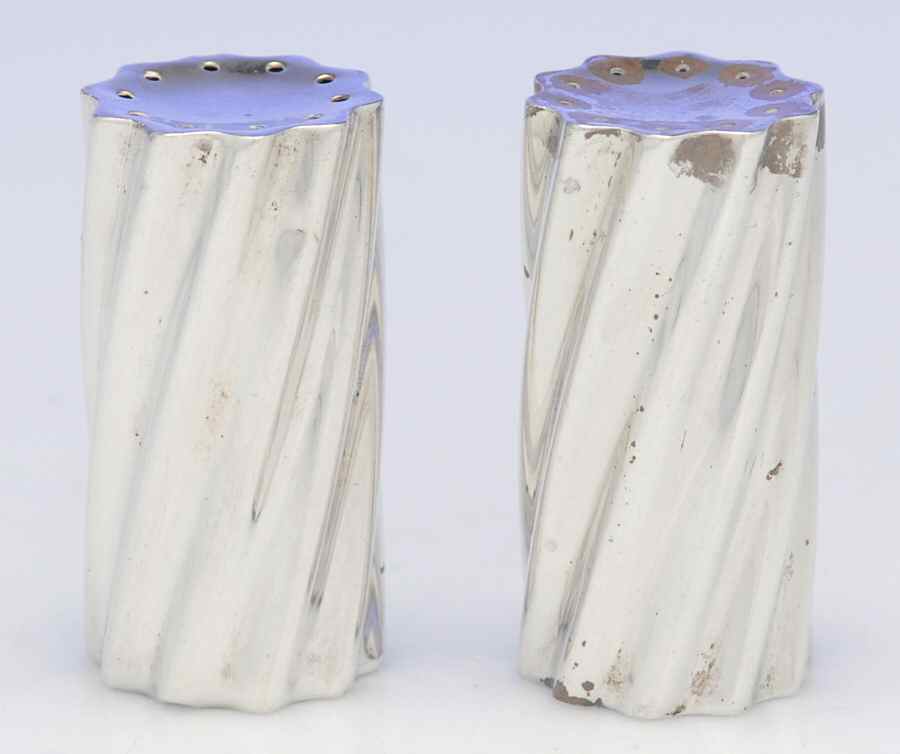 Swirl (Sterling, Hollowware) Salt and Pepper Set by Towle Silver-1