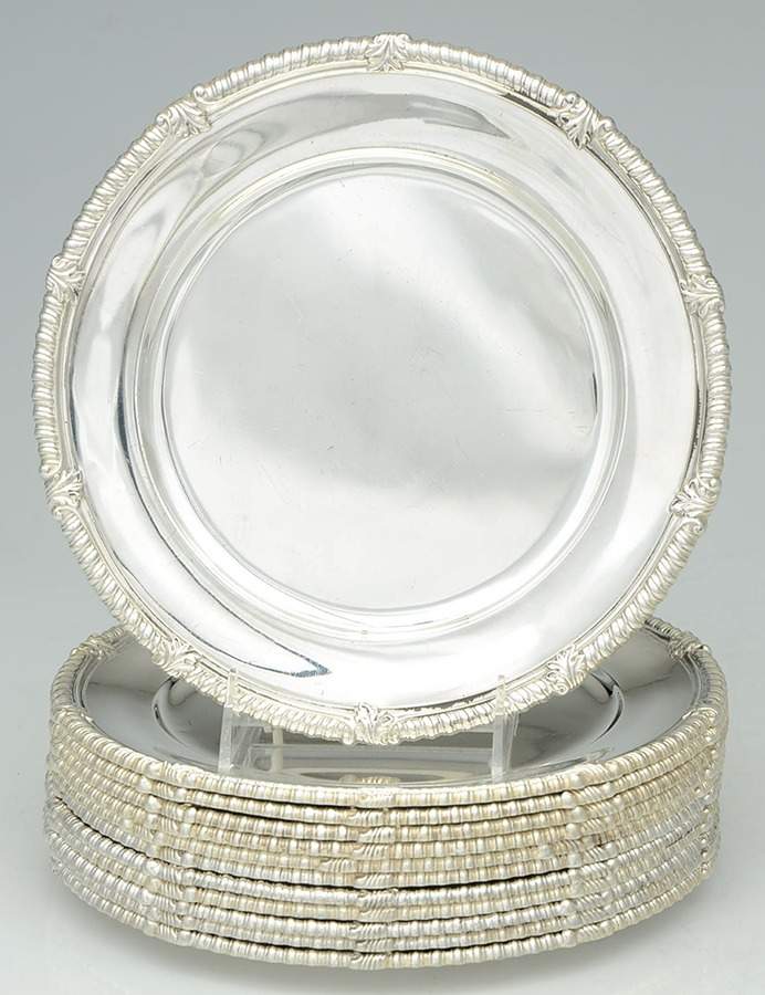 17816 (Sterling, Hollowware) (Set of 12) 9" Dinner Plates by Tiffany & CO SILVER-1