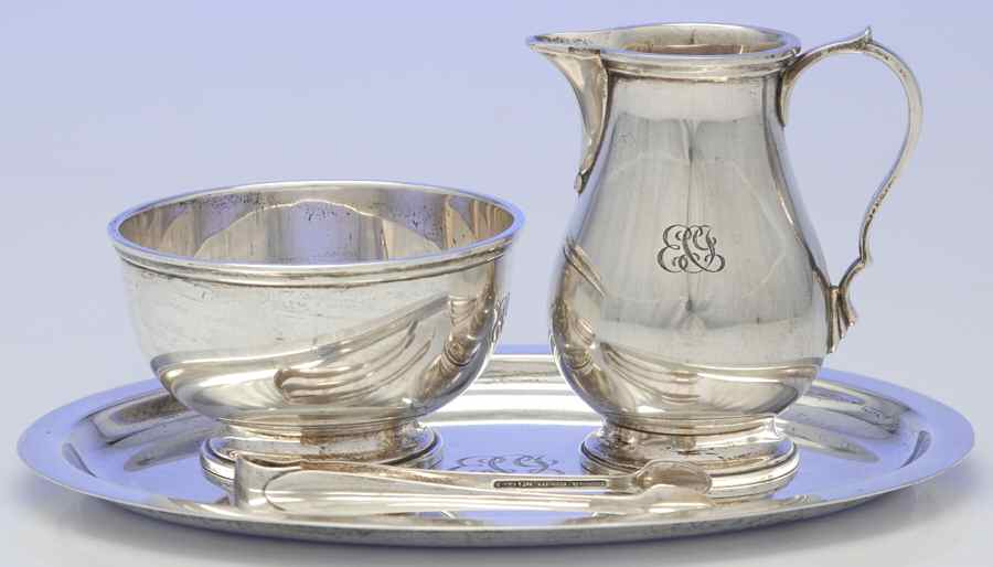 22938 (Sterling, Hollowware) Mini Creamer, Sugar and Tray by Tiffany & CO SILVER-1