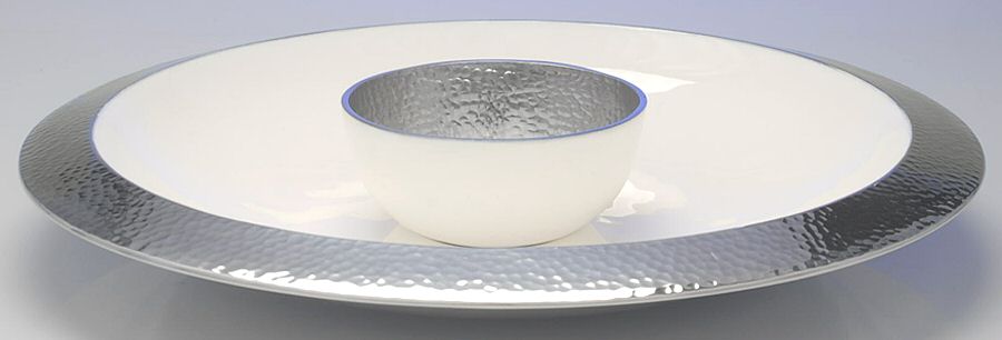 Hammered (Aluminum, Hollowware) 2 Piece Chip & Dip Set by Towle Silver-1