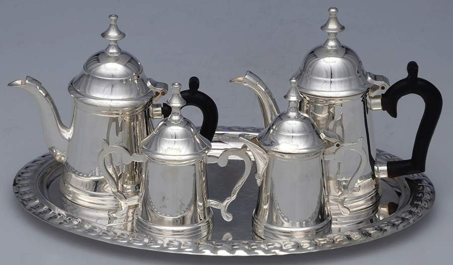 3700 (Silverplate, Hollowware) 5 Piece Miniature Tea Set with Tray by Towle Silver-1