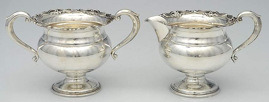 1020 (Sterling, Hollowware) Mini Sterling Creamer and Open Sugar by Towle Silver-1