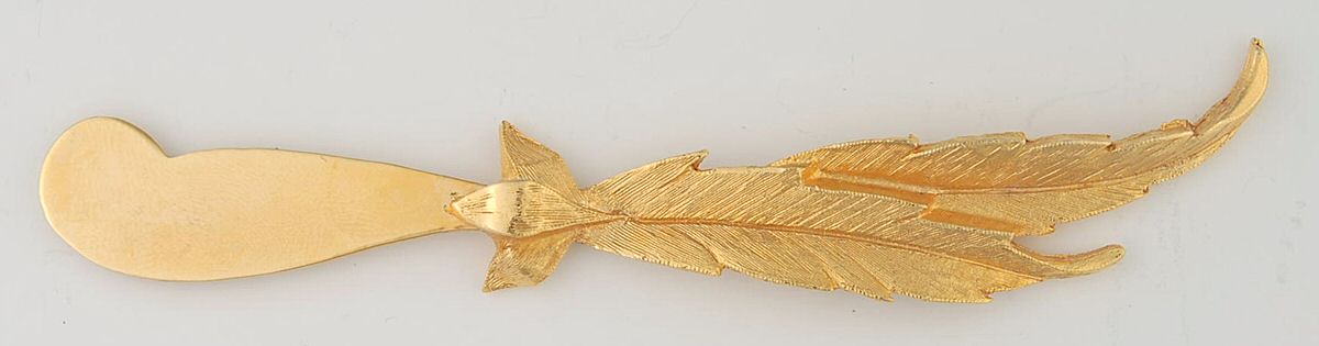 TNF1 (Gold Electroplate) Flat Handle Butter Spreader by Tancraft-1