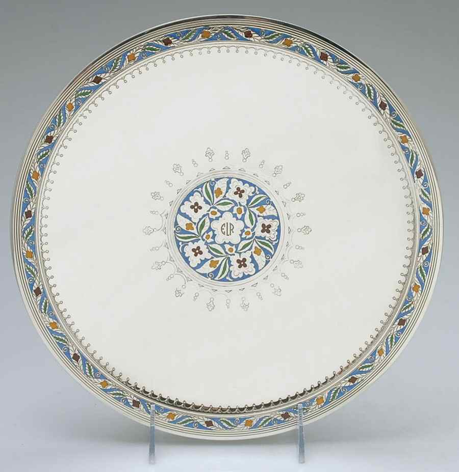 20044 (Sterling, Hollowware) 10" Footed Enameled Cake Plate by Tiffany & CO SILVER-1