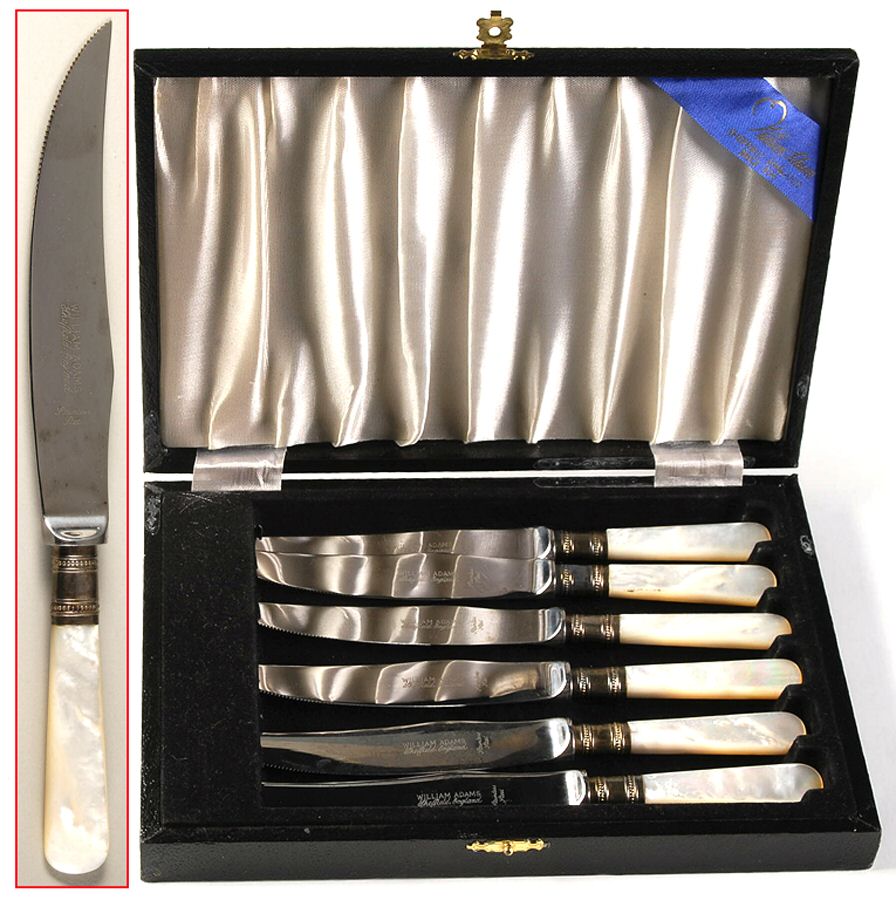Pearl Handle Flatware 2 Box of 6 Individual Fish Knives w/Stainless Blades by Towle Silver-1