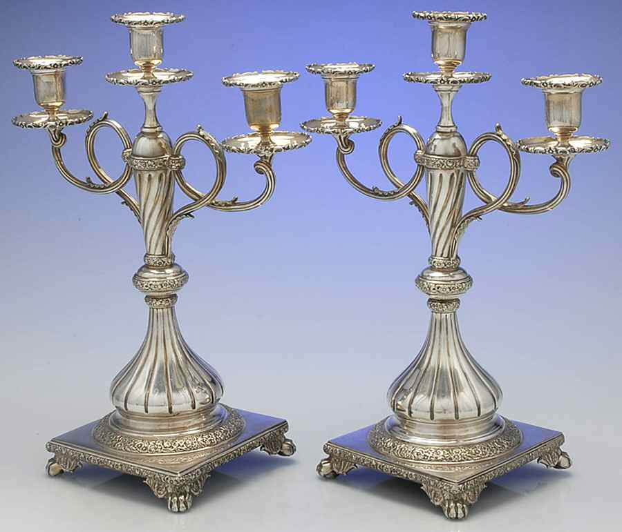 5013 (Silverplate, Hollowware) Pair of 14" 3 Light Candelabra by Tiffany & CO SILVER-1