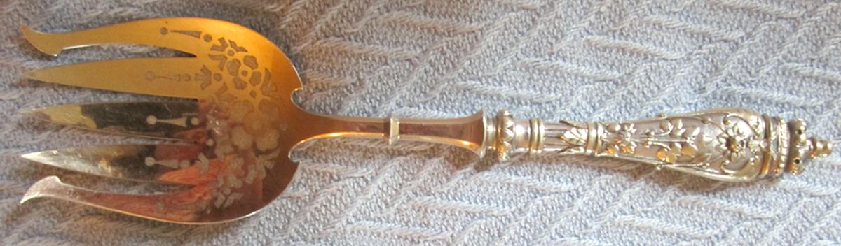 70 (Sterling) Hollow Handle Fish Serving Fork W/Sterling Tines by Tiffany & CO SILVER-1