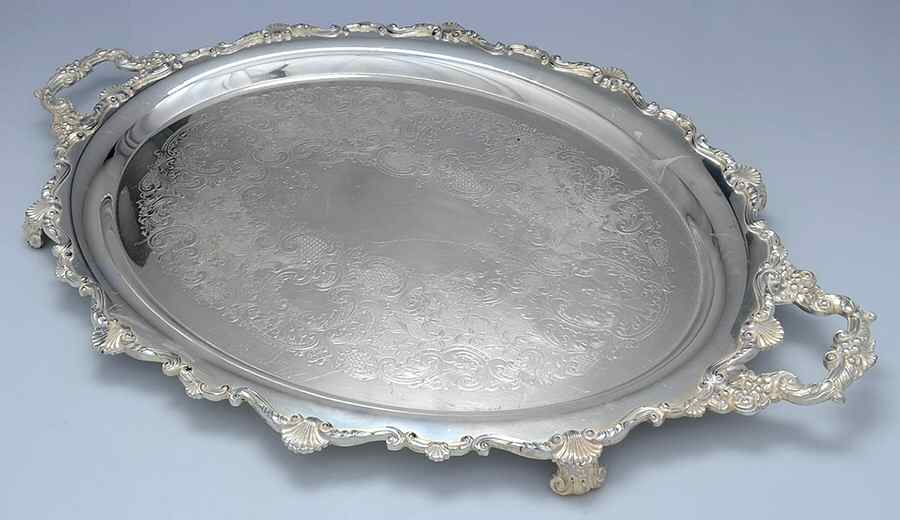 THB4 (Silverplate, Hollowware) 25" 4 Toed Waiter Tray by Theodore B Starr-1