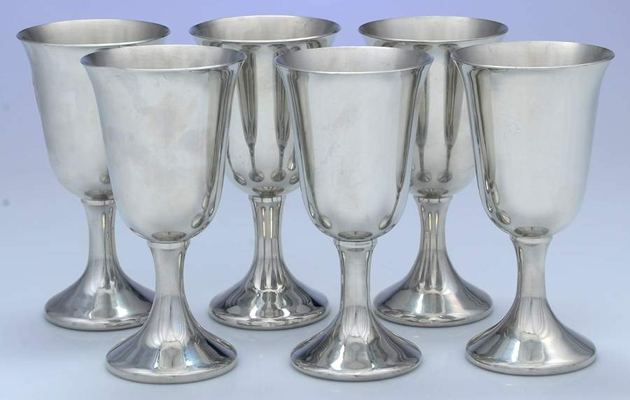 Pewter Hollowware Water Goblet - Set of 6 by Trinac Metalcrafts-1