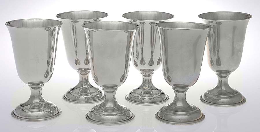 Pewter Hollowware Wine Goblet - Set of 6 by Trinac Metalcrafts-1